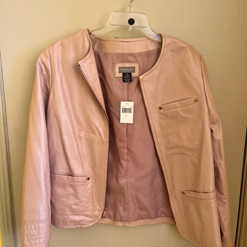 Neiman Marcus pink leather jacket with tags!